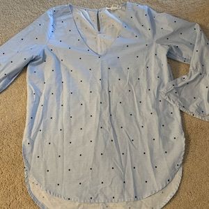 Beautiful light blue pinstripe top with navy stars. Women size S. Good condition